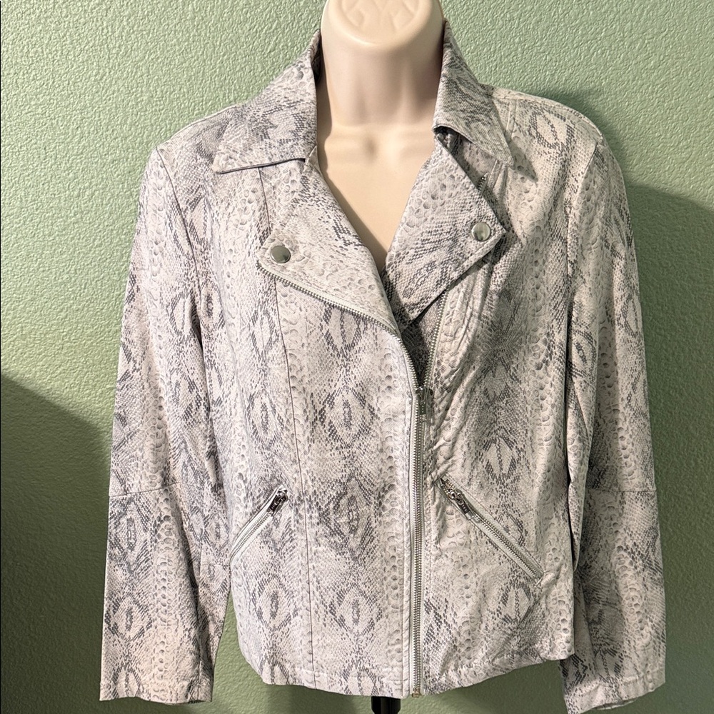 Women's Snake Print Biker Jacket